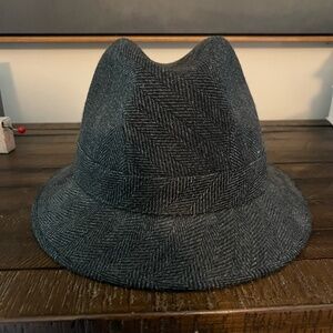 Gentleman's Herringbone Wool Trilby Fedora Hat Size Large